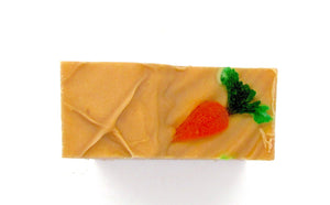 Pine and Bedford Gardener's Soap showing Glycerin Carrot Top embellishment.