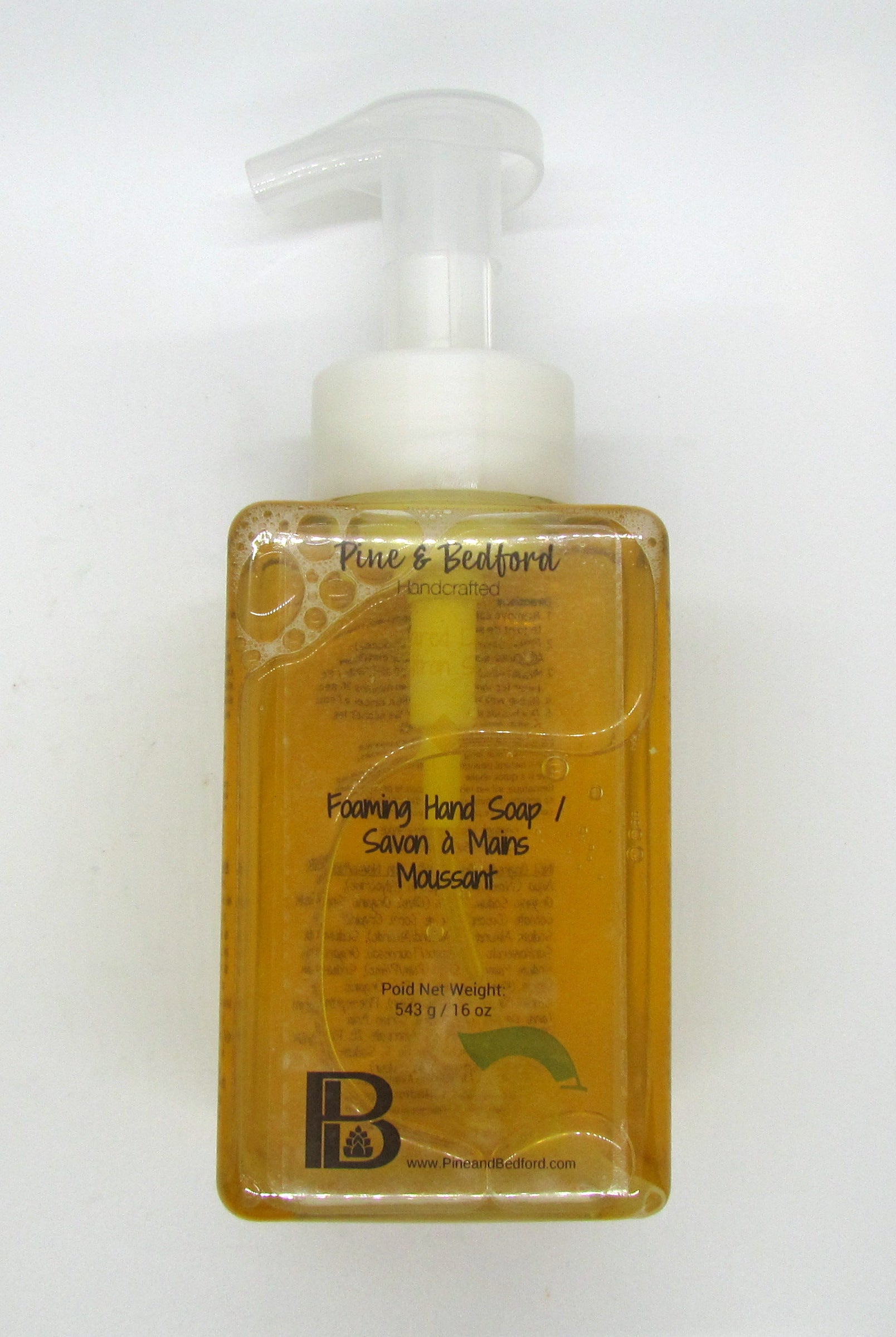 Pine & Bedford's Foaming Hand Soap made with Sweet Almond, Rice Bran and Castor Oils.  Available in an assortment of Fragrances and Essential Oils.  Sugared Lemon fragrance shown here.